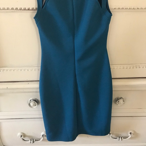 Topshop Shoulder Splice Ribbed Body-Con Dress Teal - Picture 7 of 7